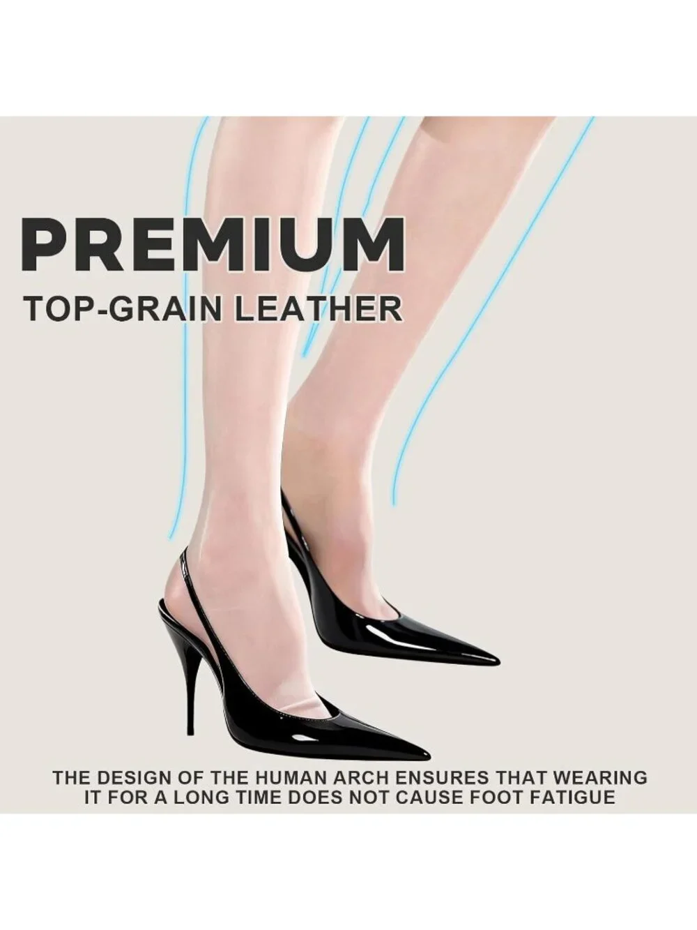 Women’s Black Pointed Toe Slingback Pumps Patent Leather Stiletto Heel Shoes